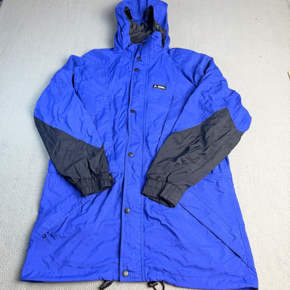 Gerry Vintage Blue Black Colorblock Hooded Parka Jacket Mens Large Winter Coat